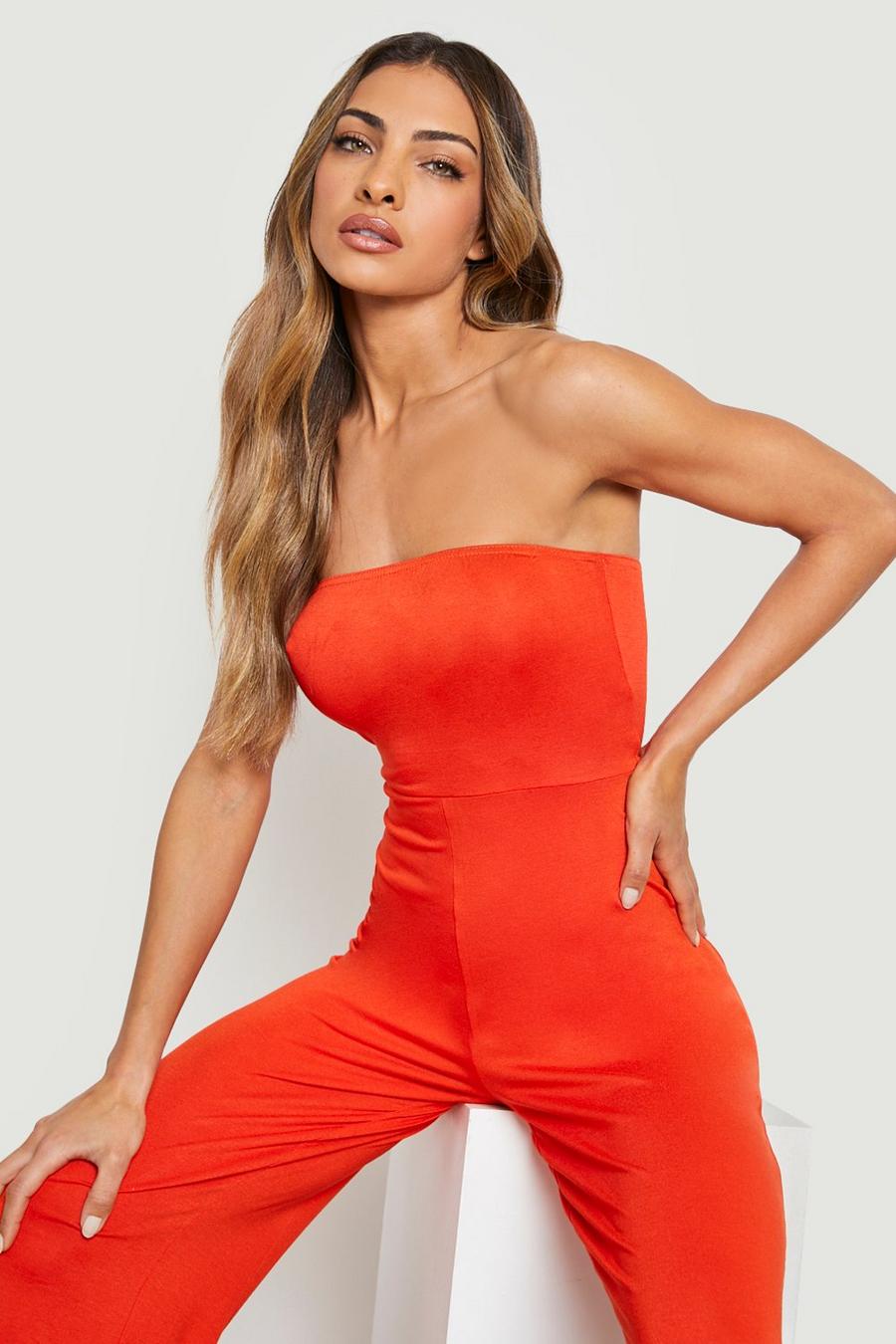 Orange Bandeau Culotte Jumpsuit image number 1