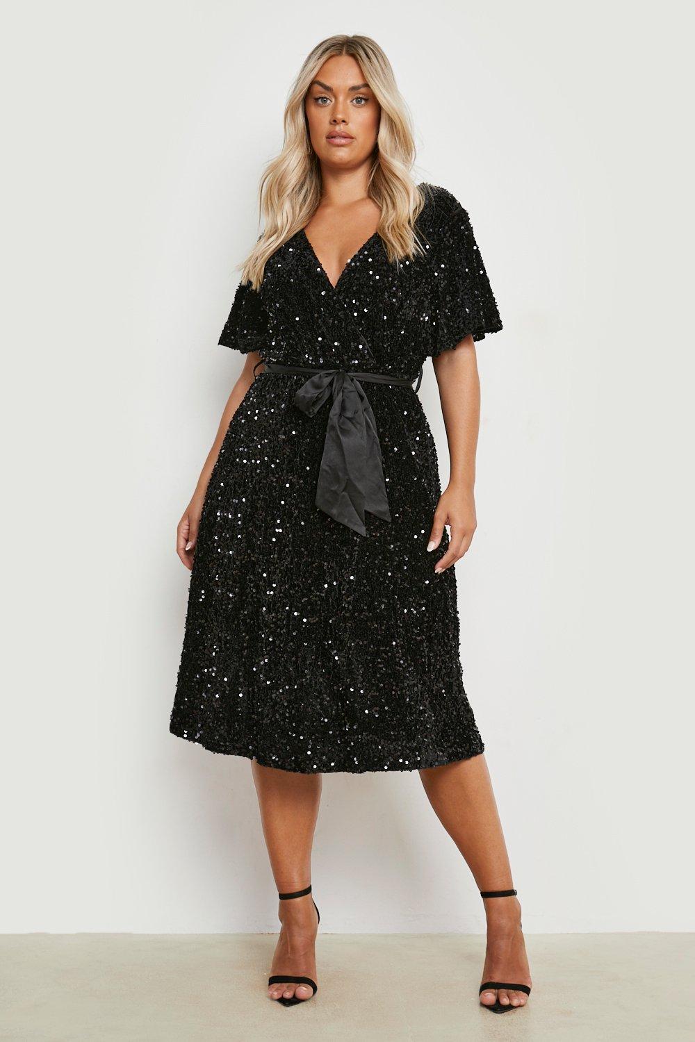 Plus size clearance velvet skater dress