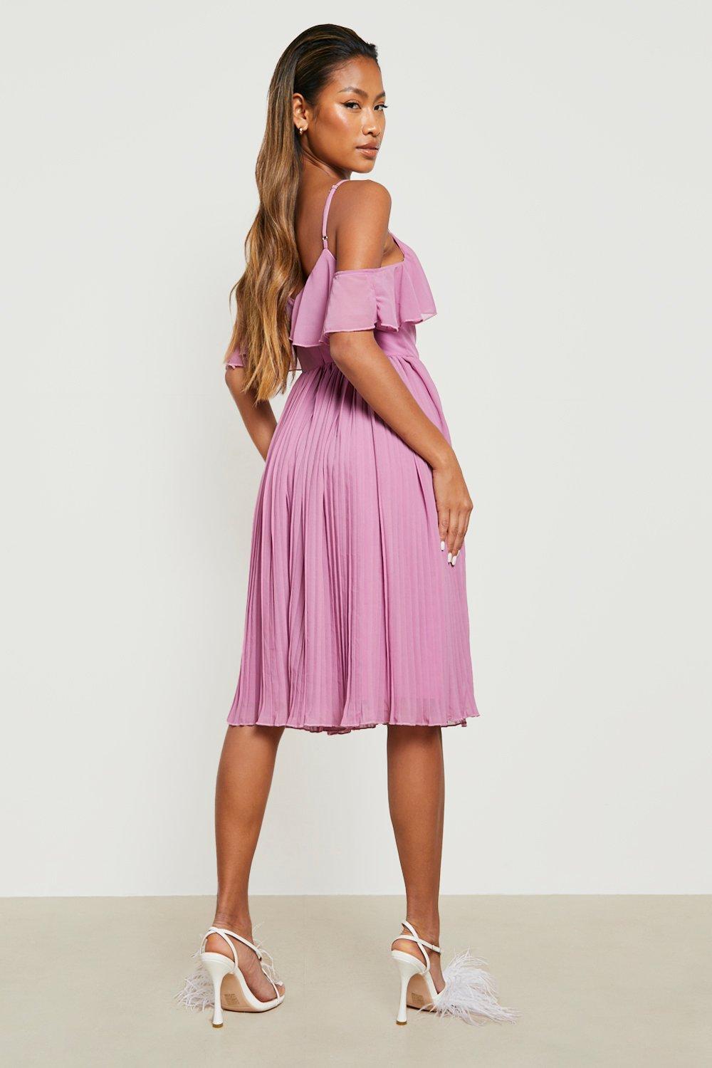 Cold shoulder clearance flounce dress