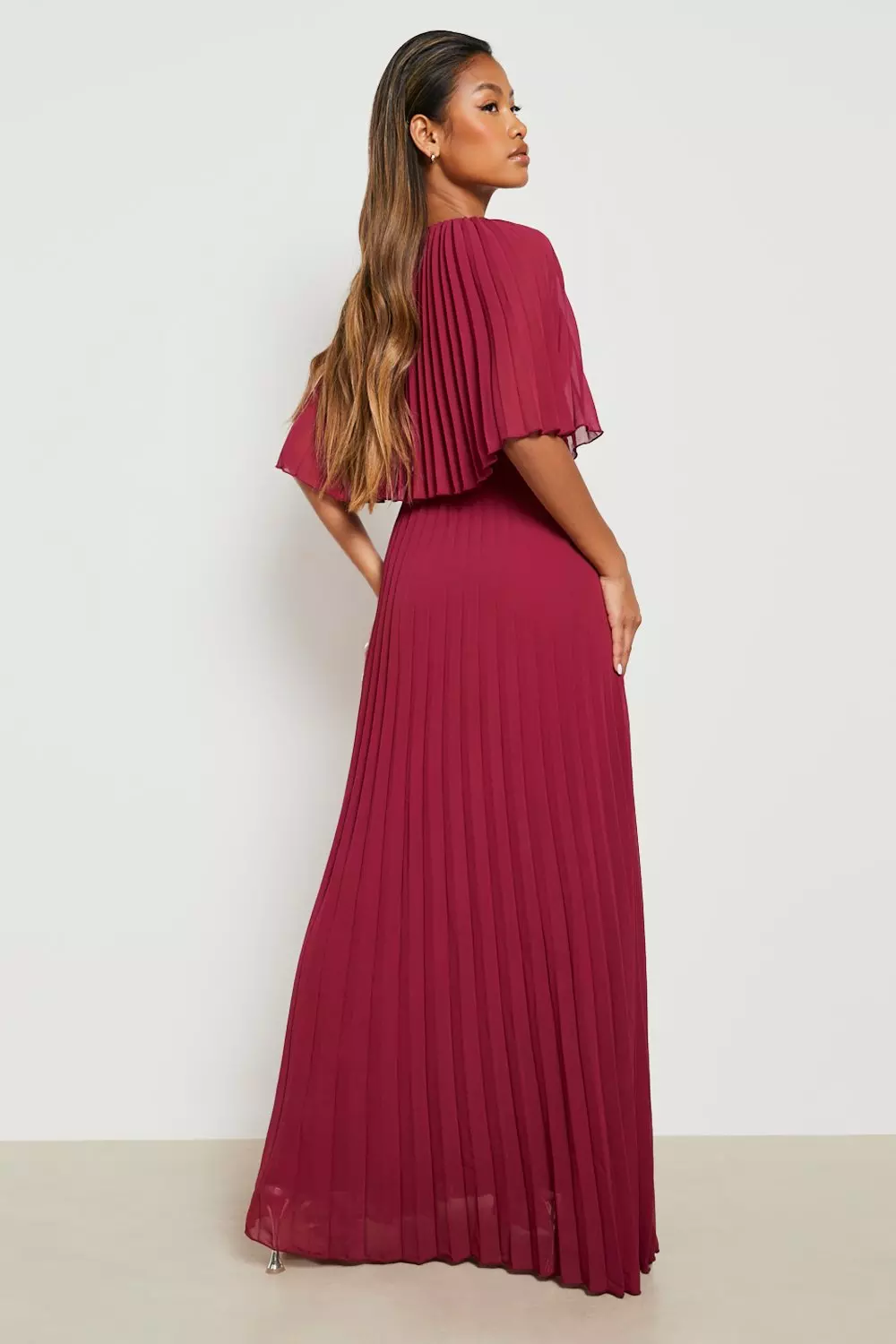 Pleated layered hot sale maxi dress