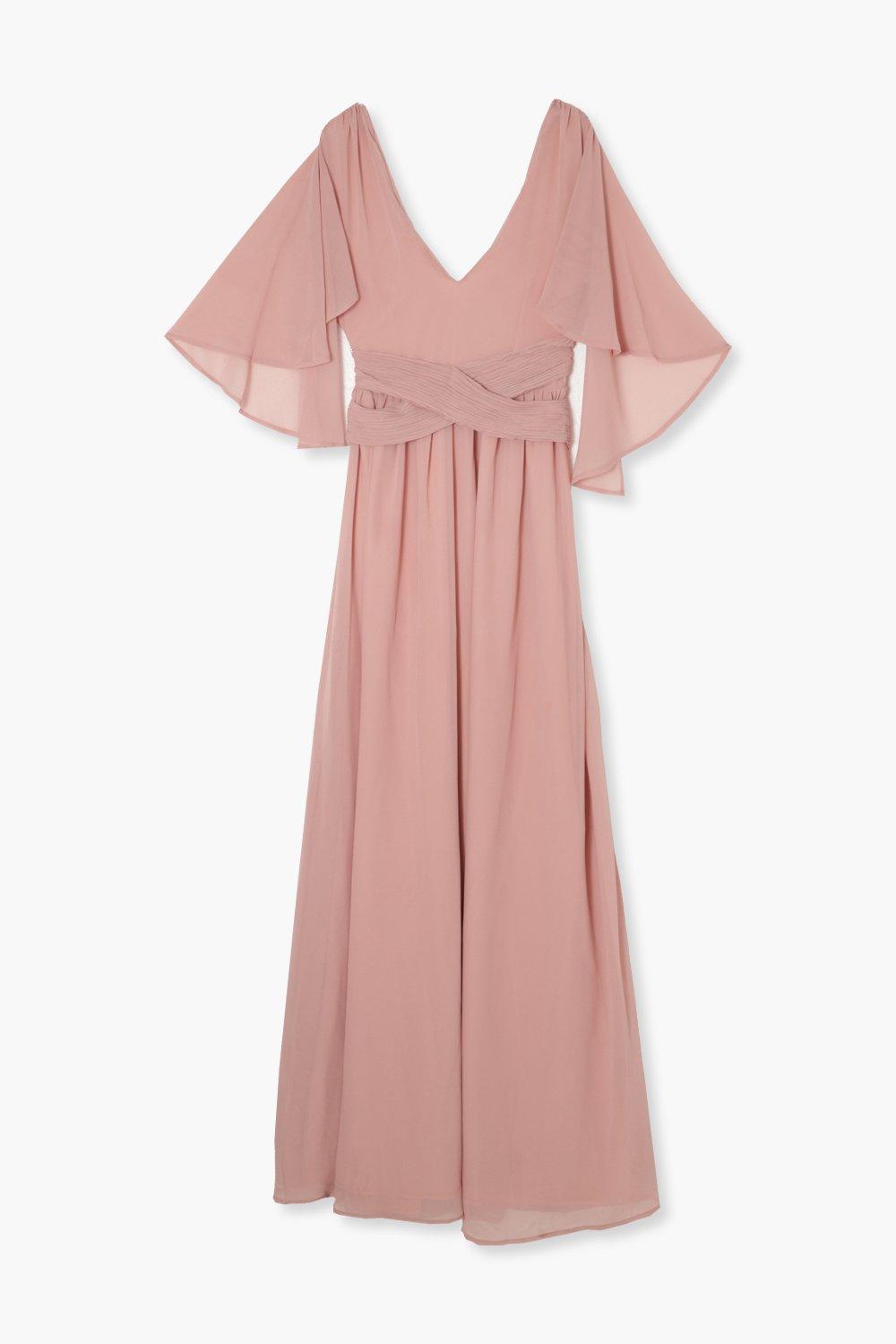 Boohoo chiffon cape sales detail maxi dress