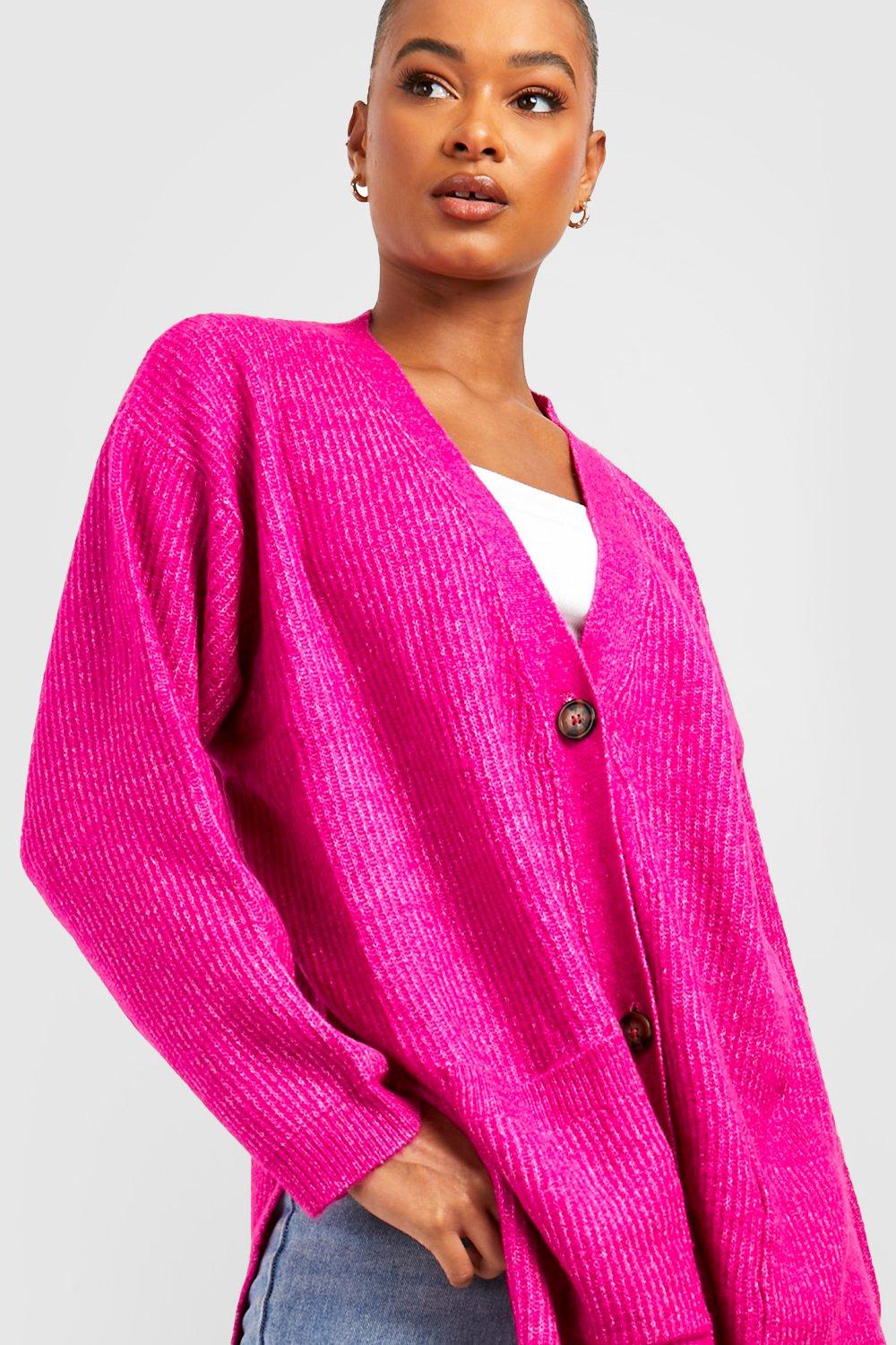 Fuchsia pink outlet cardigan