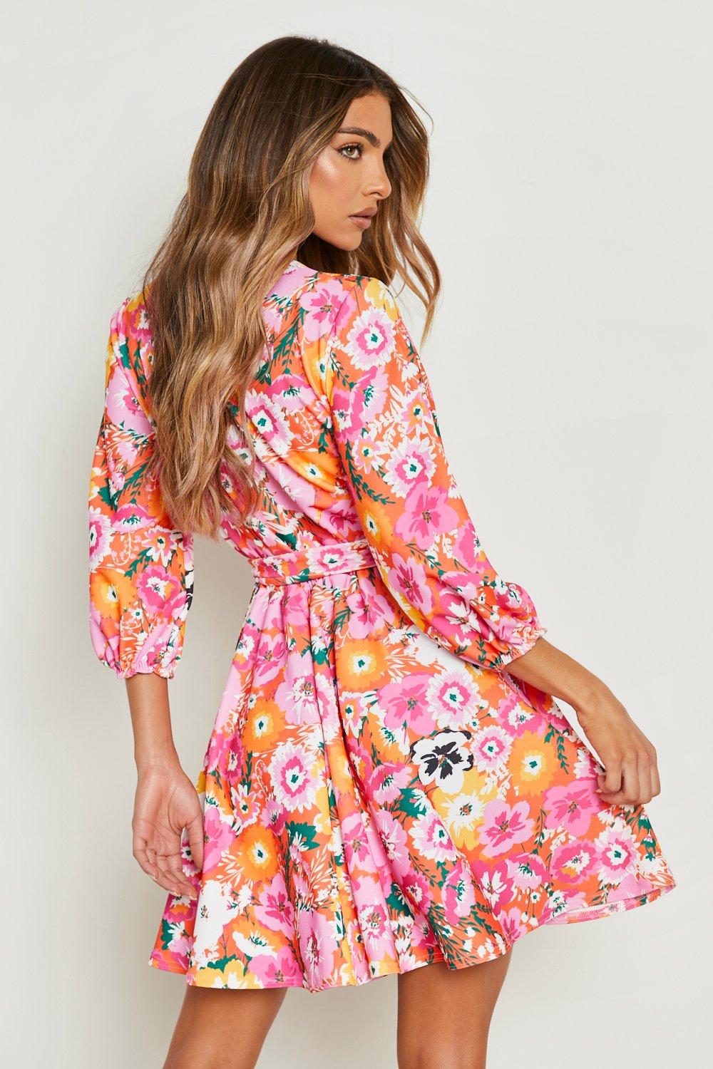 Polo collar floral on sale printed skater dress