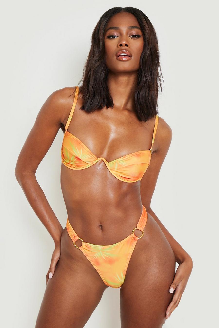 Orange Batikmönstrad bikinitopp med bygel image number 1