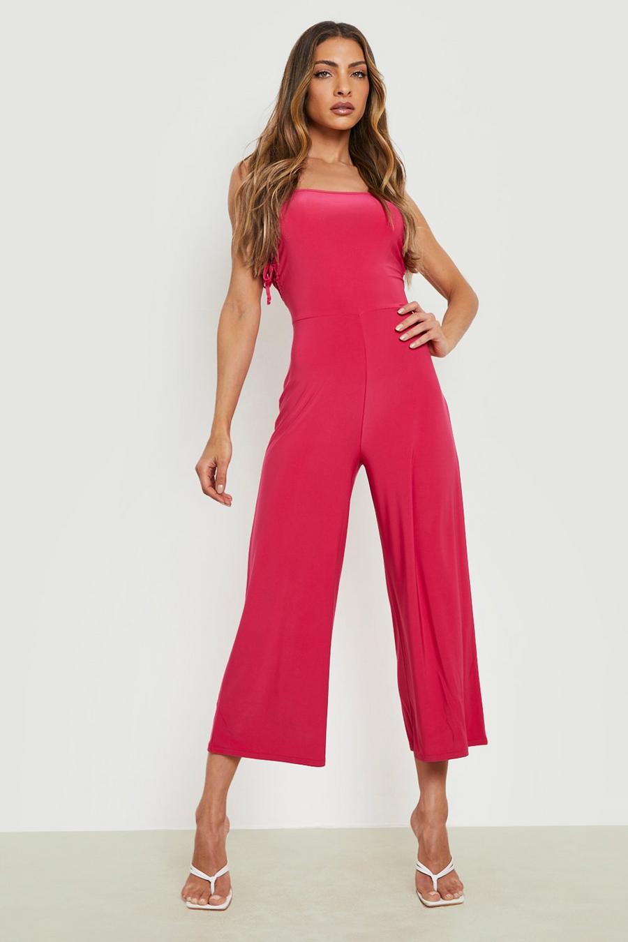 Magenta Strappy Slinky Cut Out Jumpsuit image number 1
