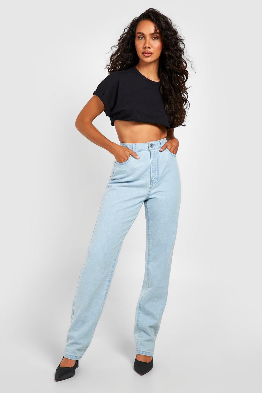 Light wash High Waisted Straight Fit Jeans image number 1