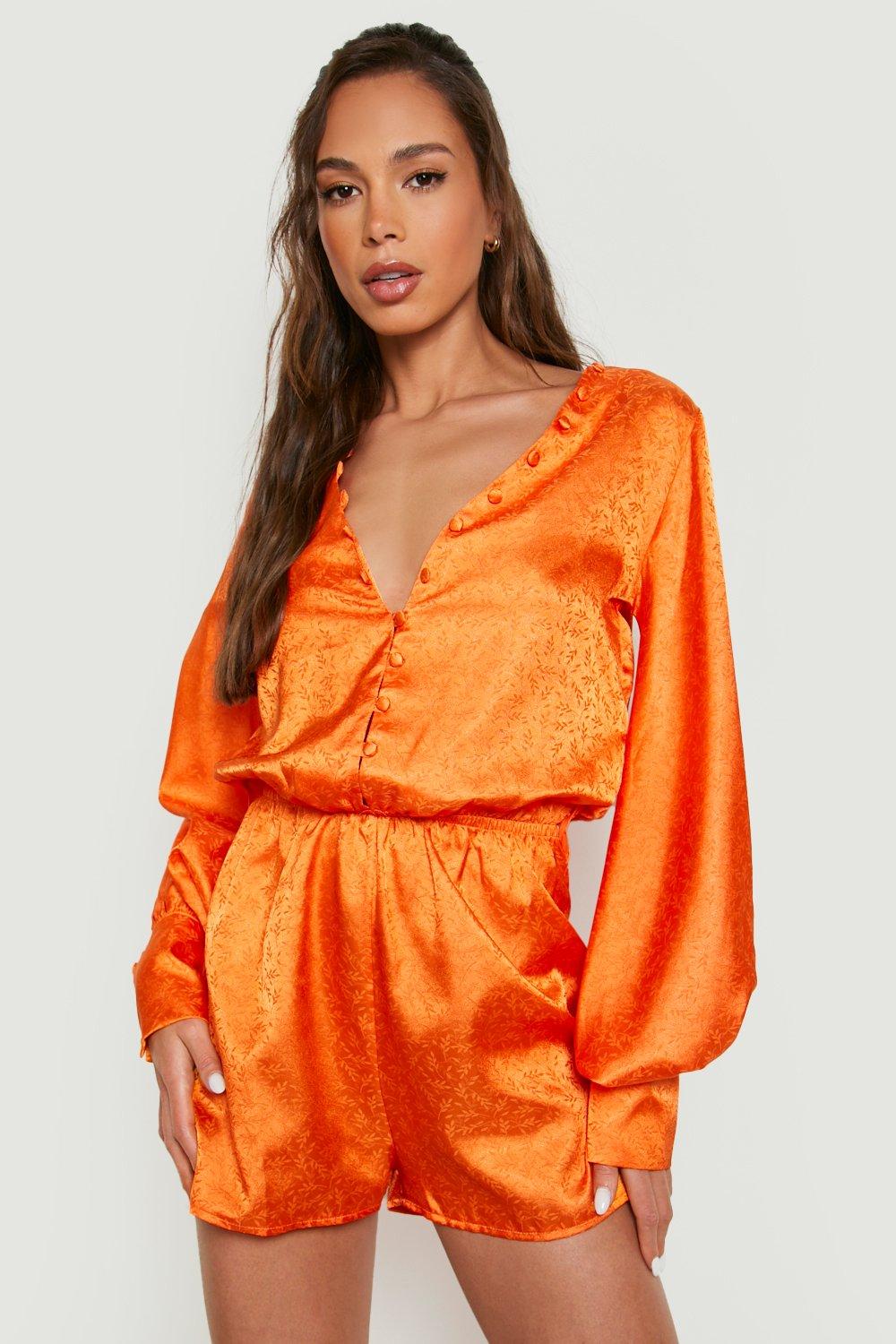 Orange sales satin playsuit