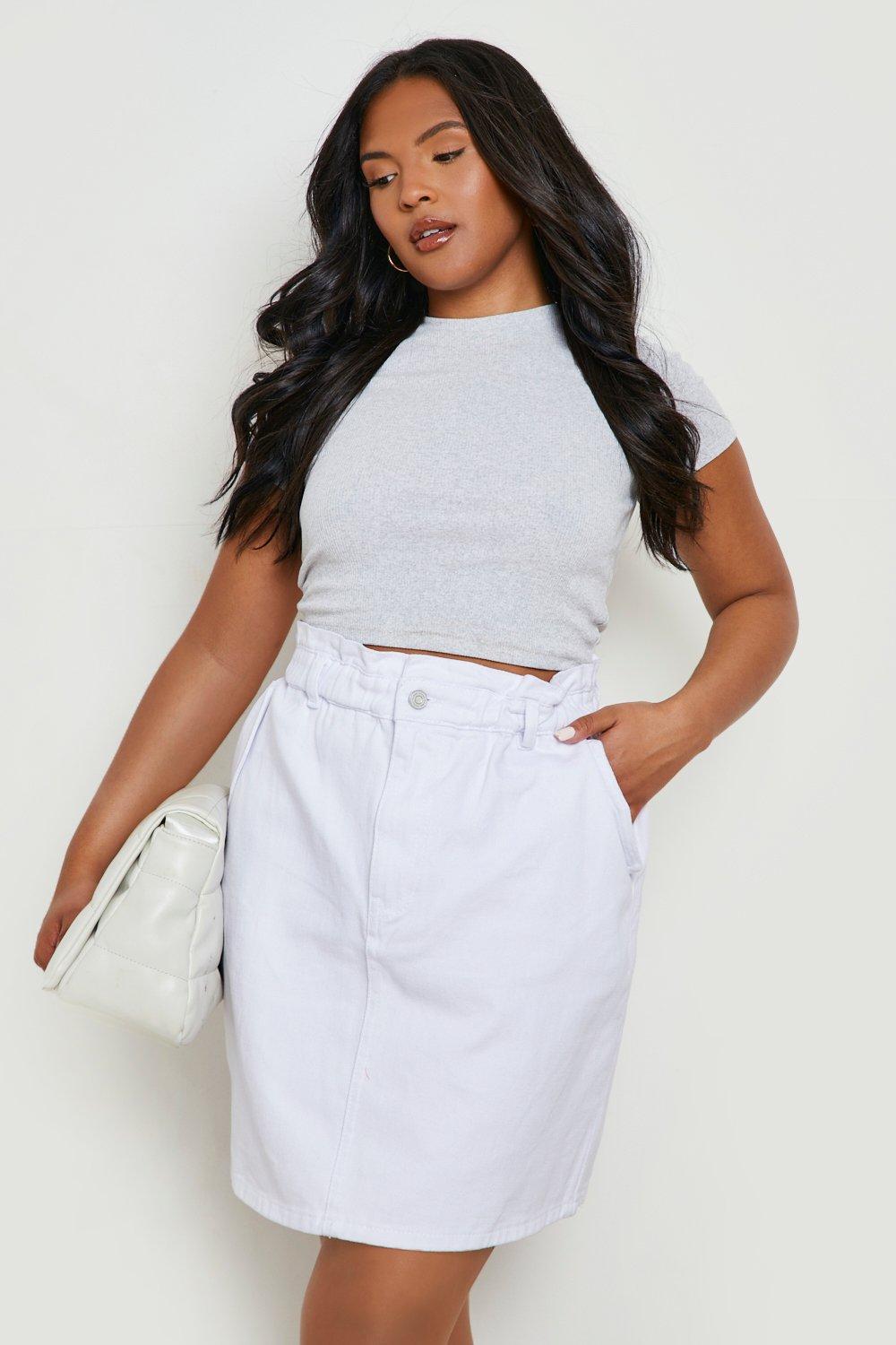 White denim 2025 skirt plus size