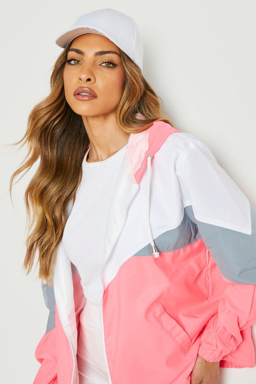 Neon Pink Reflective Panel Windbreaker Jacket –