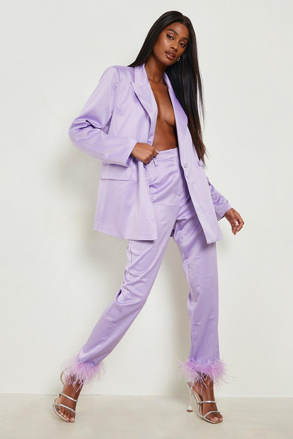 Purple straight leg trousers hotsell