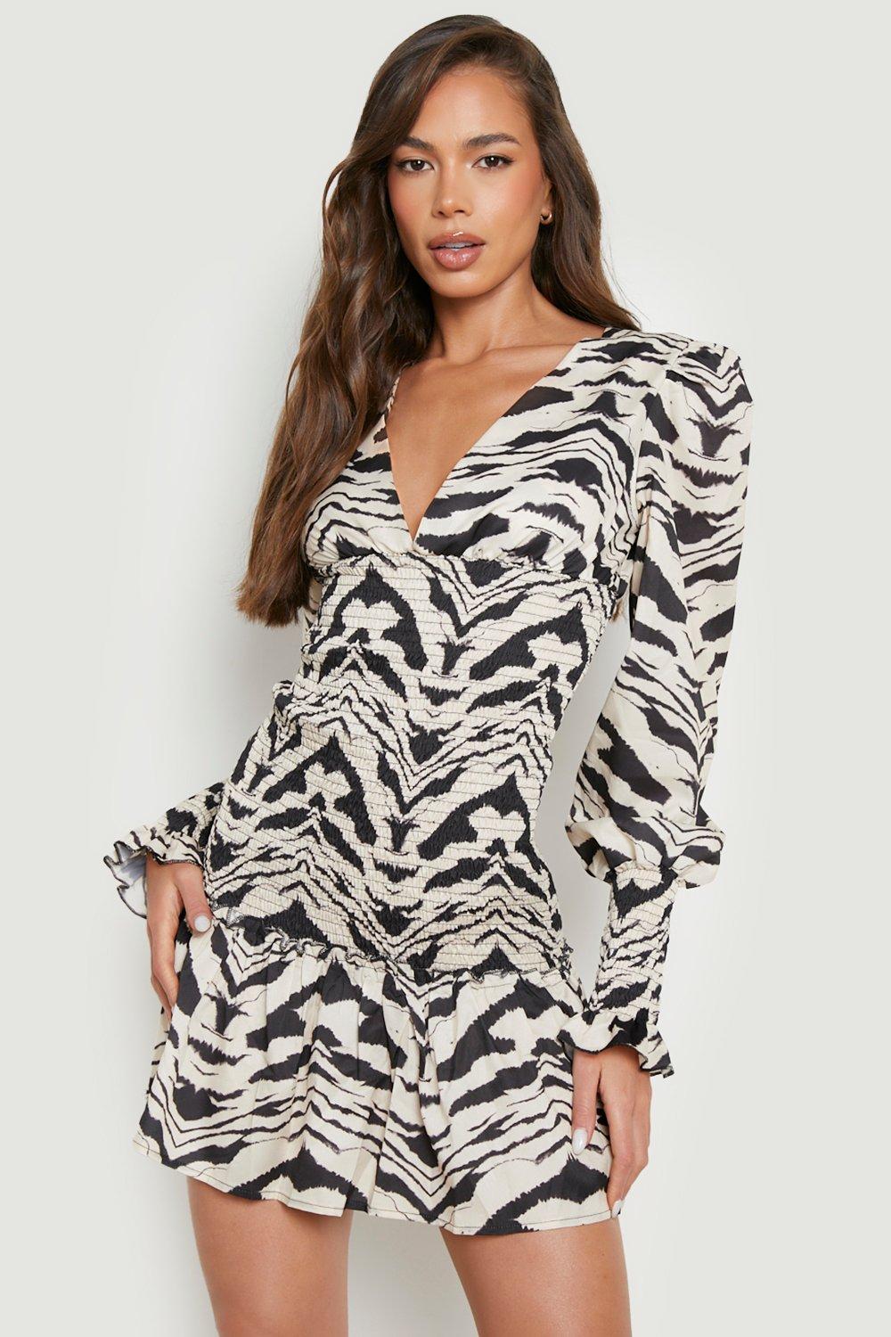 Boohoo zebra print outlet dress