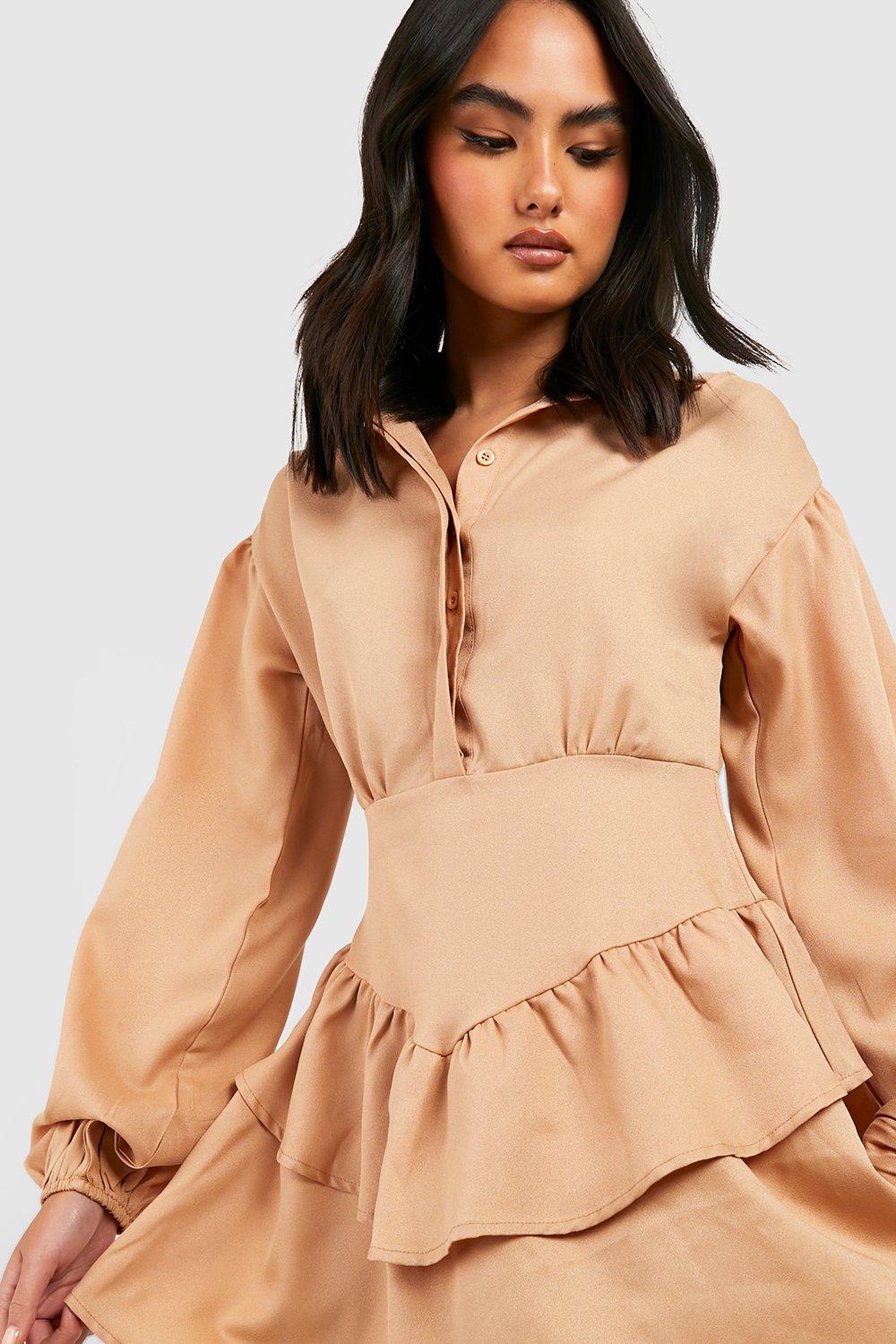 Ruffle skirt discount long sleeve dress