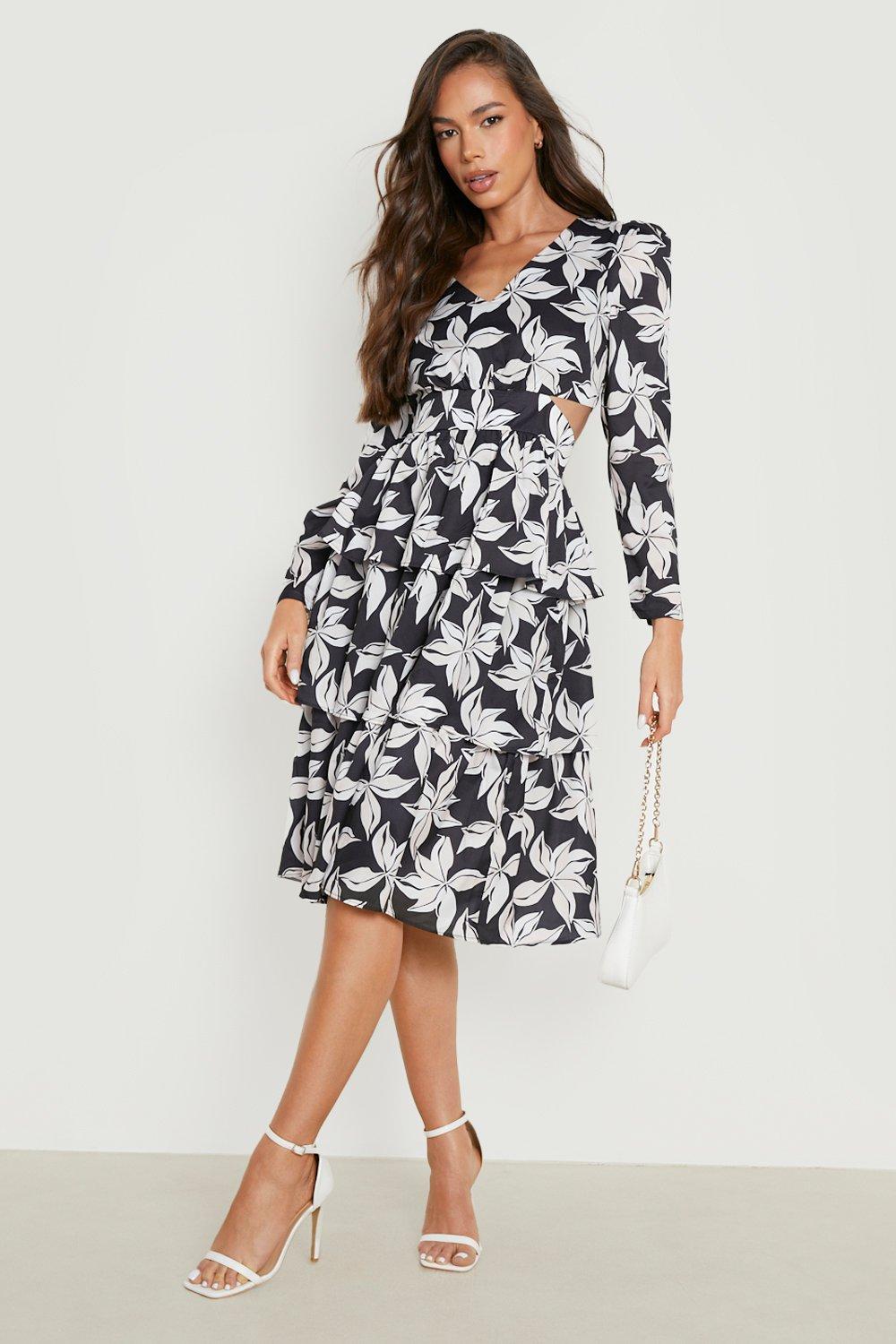 ruffled tiered midi dress