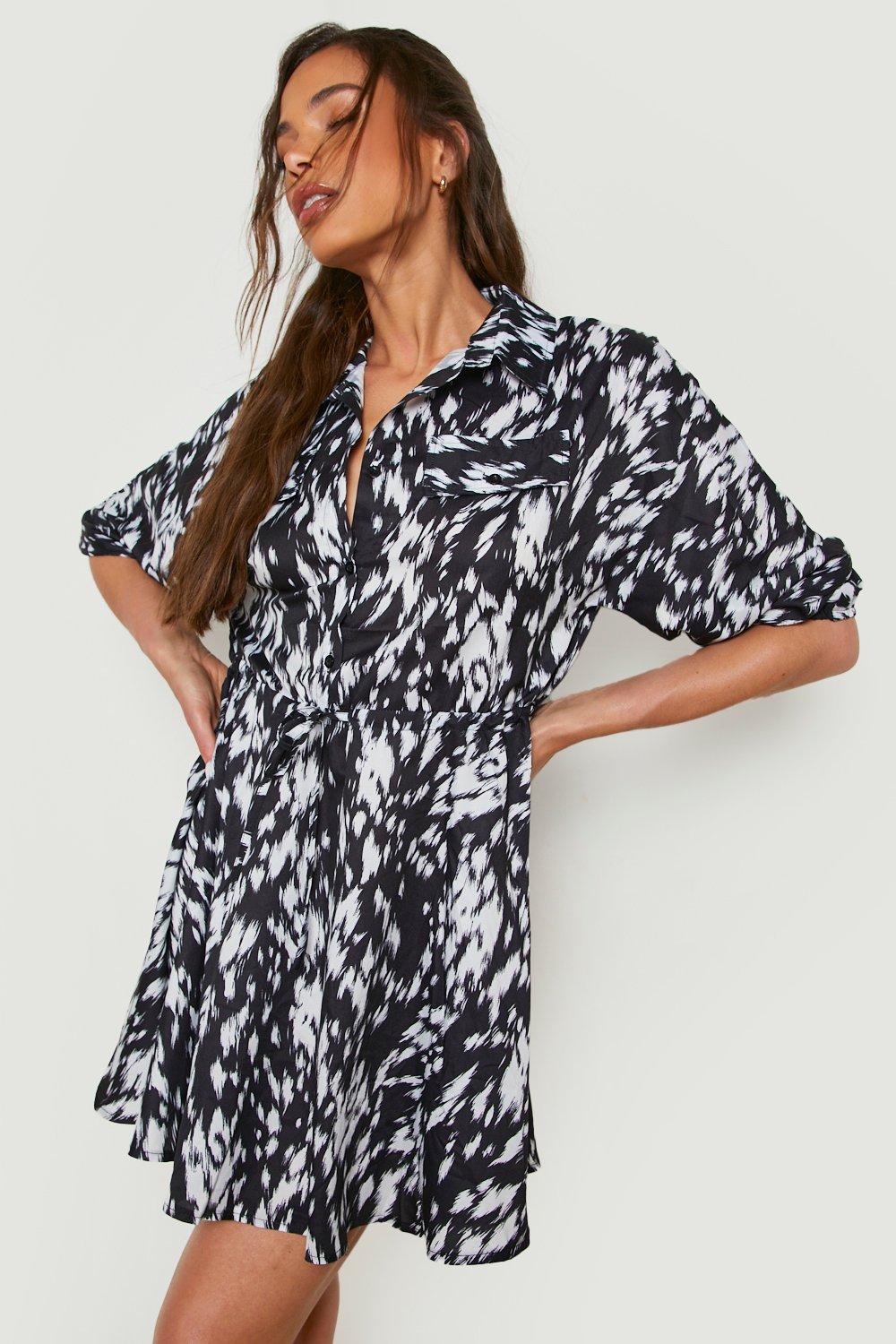 Oversized ruffle hem shirt dress hotsell