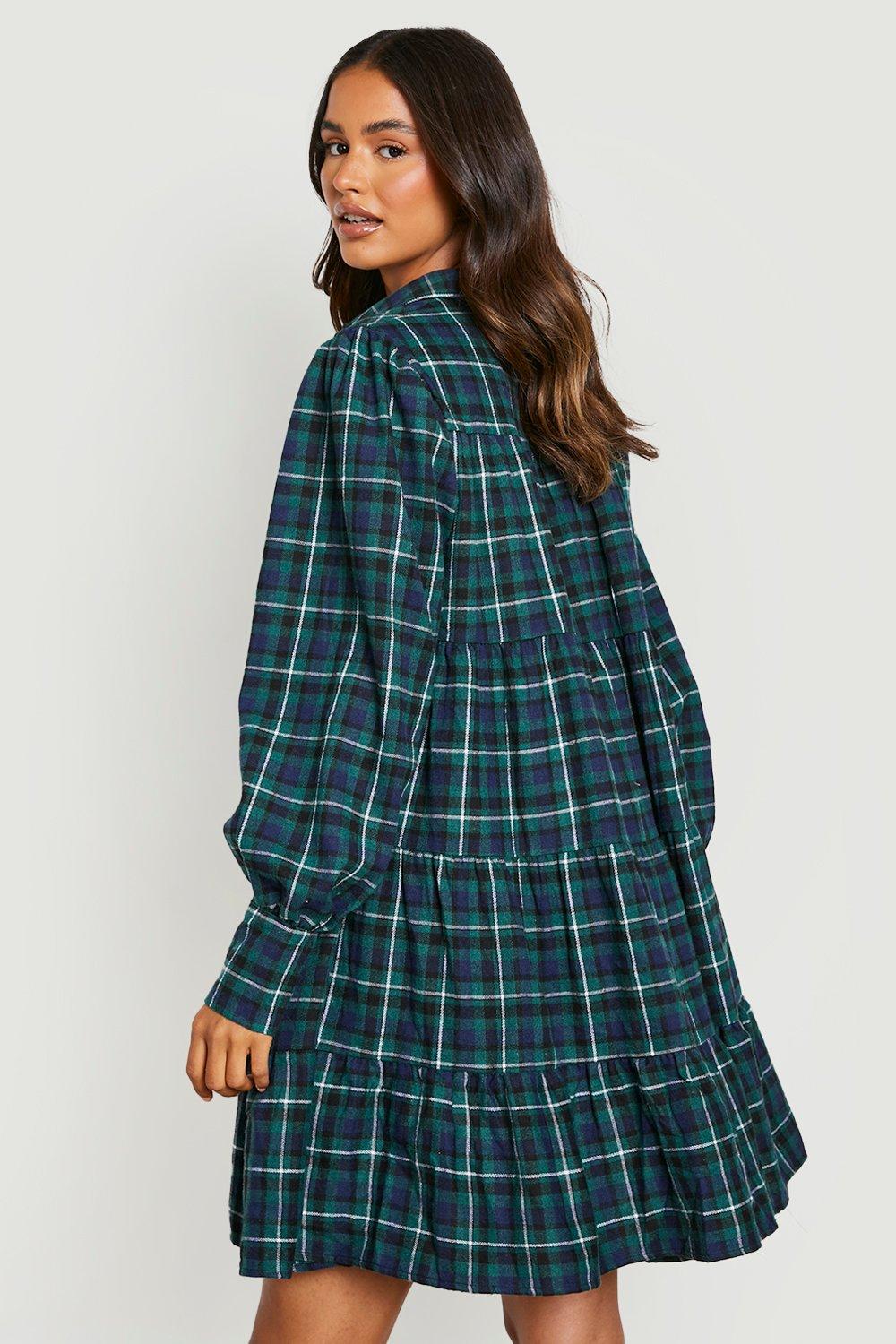 Oversized ruffle outlet hem shirt dress