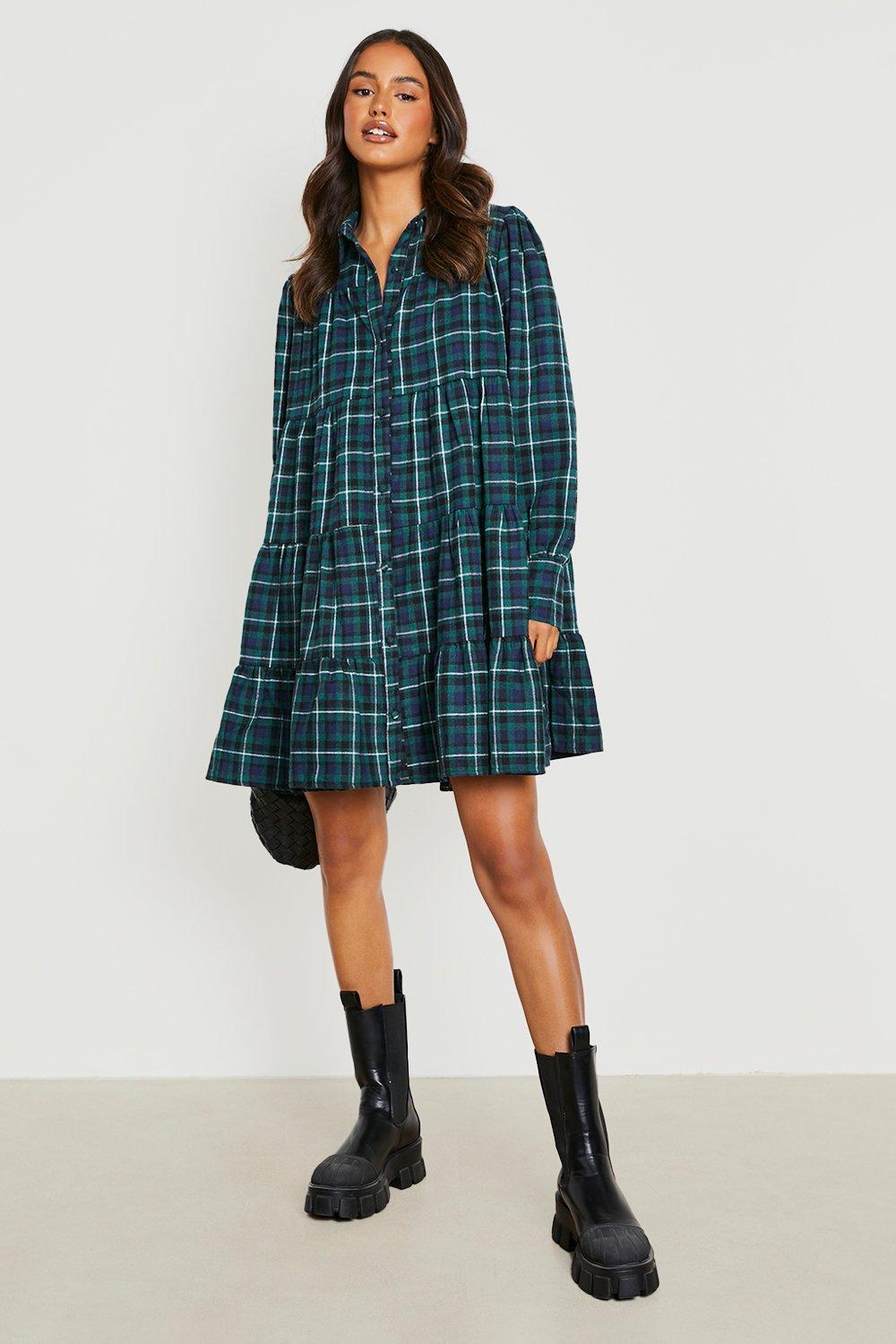 Oversized ruffle hem shirt dress sale