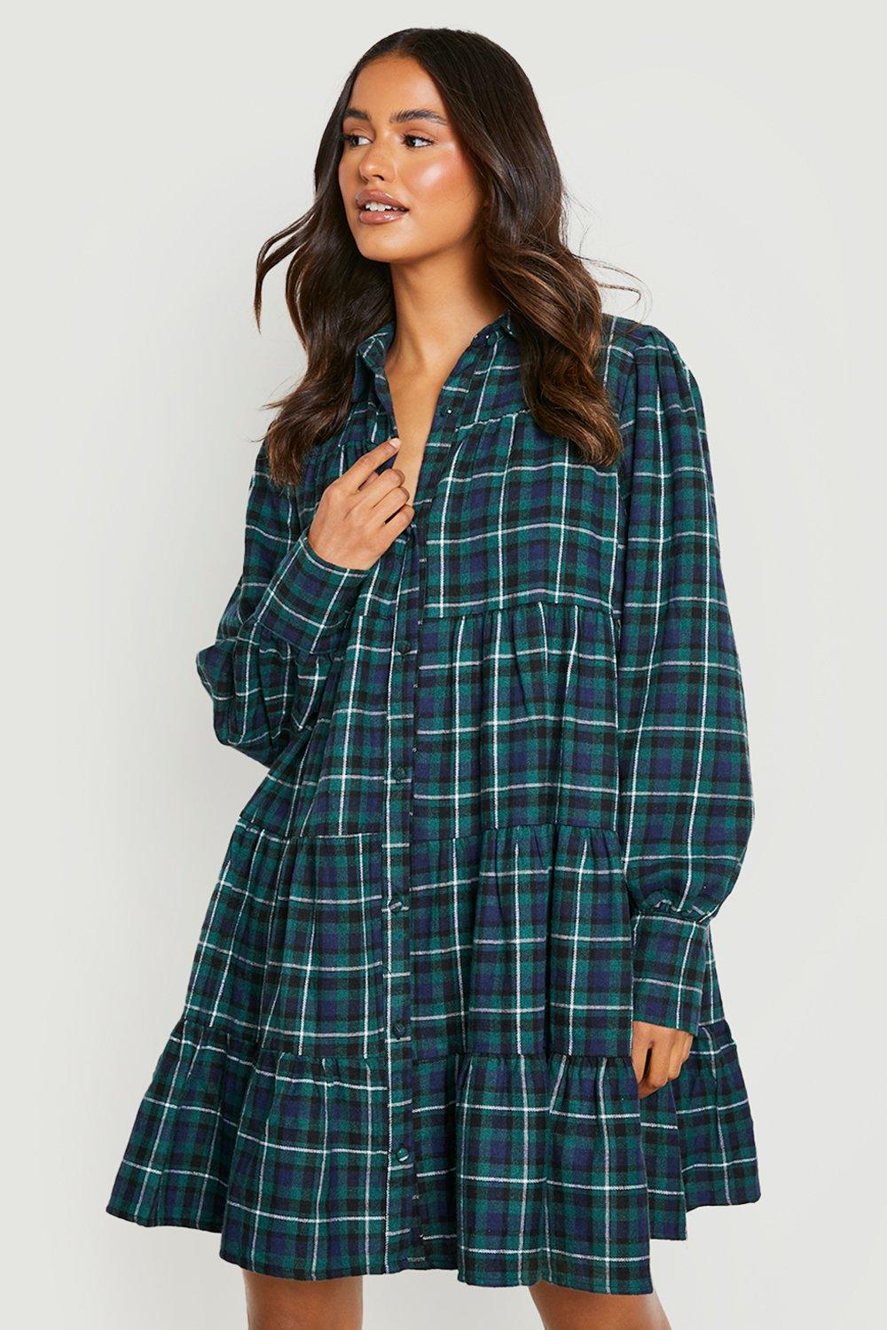 Plaid 2025 dress boohoo