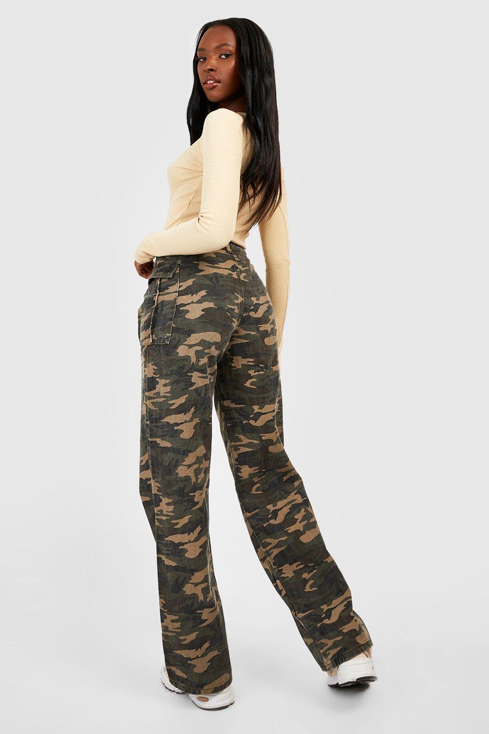 High Waisted Buckle Cargo Jeans