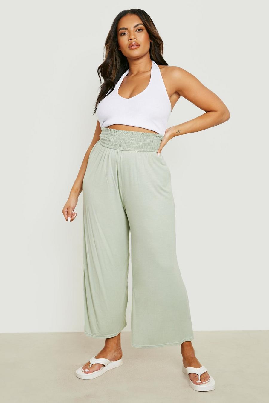 Sage Plus Shirred Waist Jersey Culotte Trouser image number 1