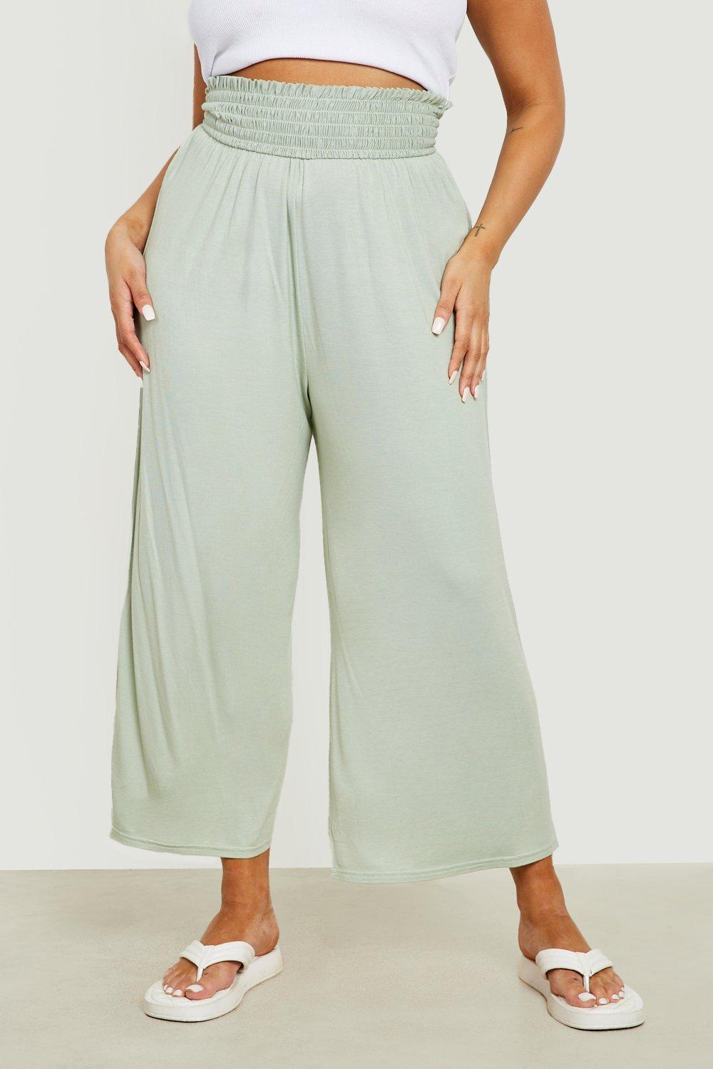 Basics High Waisted Jersey Knit Culotte Pants