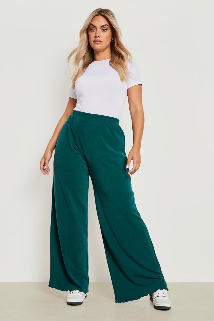 Grande taille - Pantalon large côtelé en coton, Green image number 1