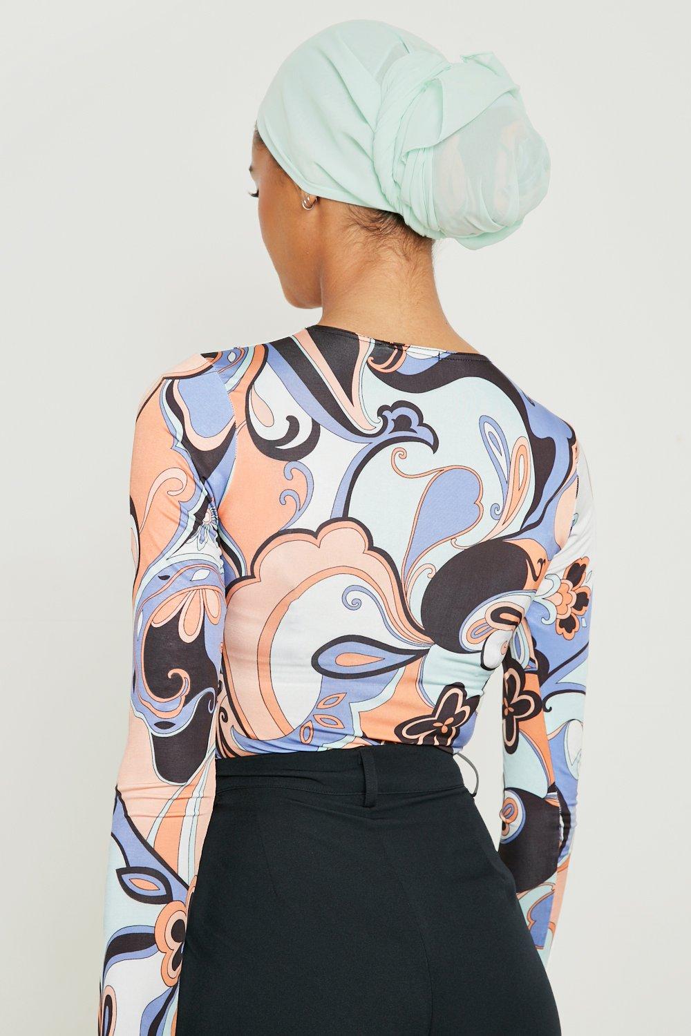 Abstract Printed Slinky Bodysuit