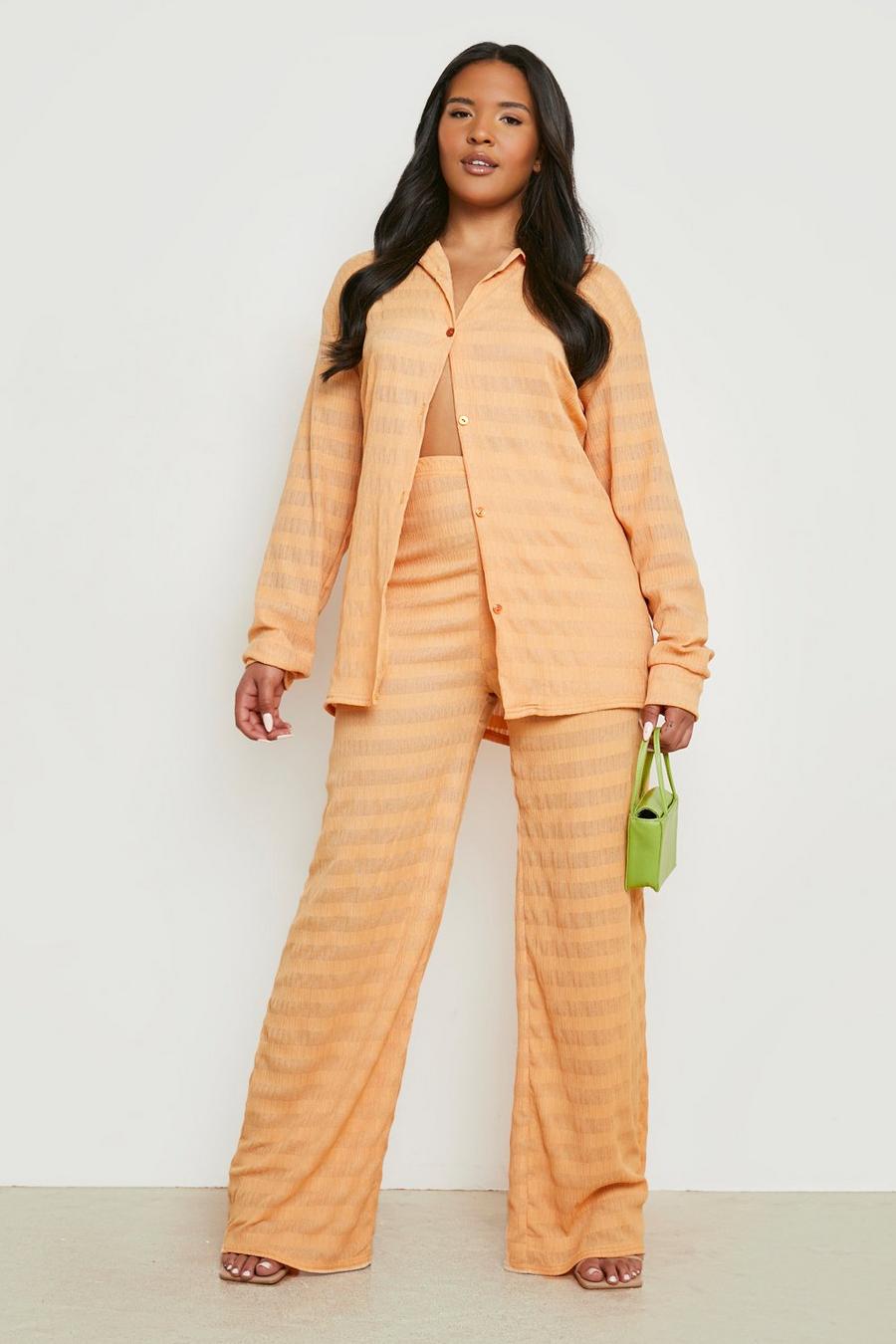 Orange Plus Crinkle Stripe Trousers