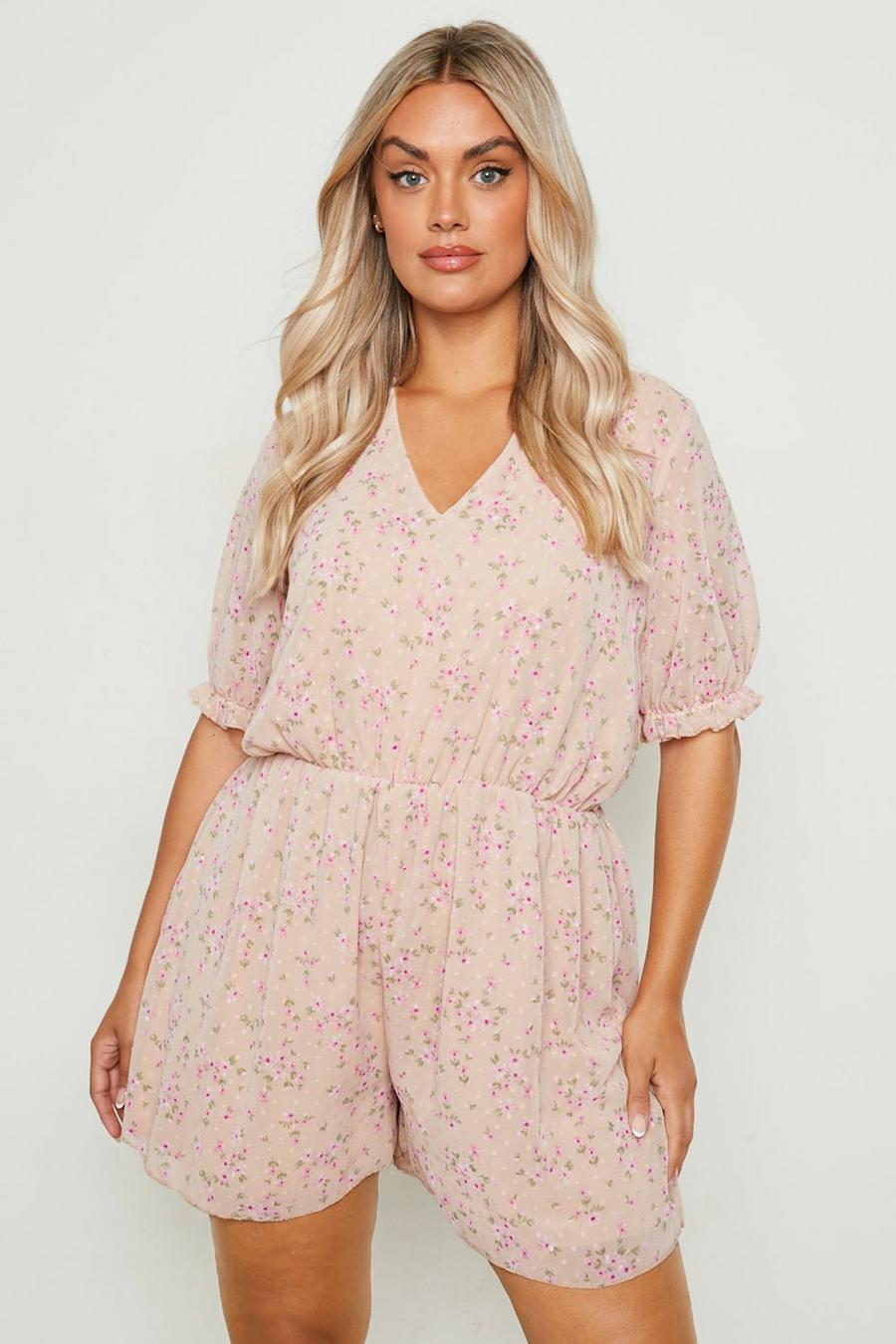 Nude Plus Woven Dobby Ditsy Floral Playsuit image number 1