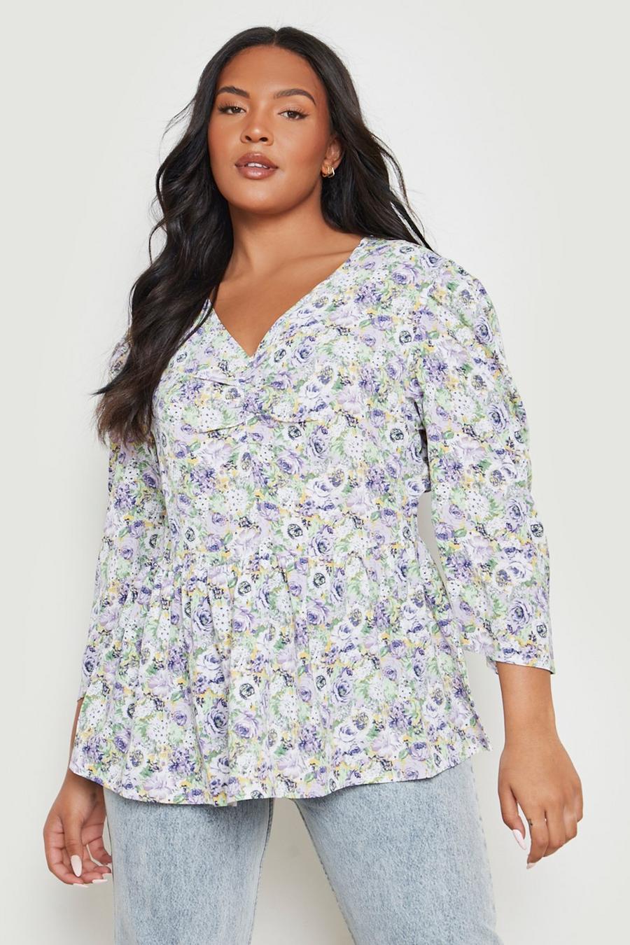 Grande taille - Blouse fleurie, Lilac image number 1
