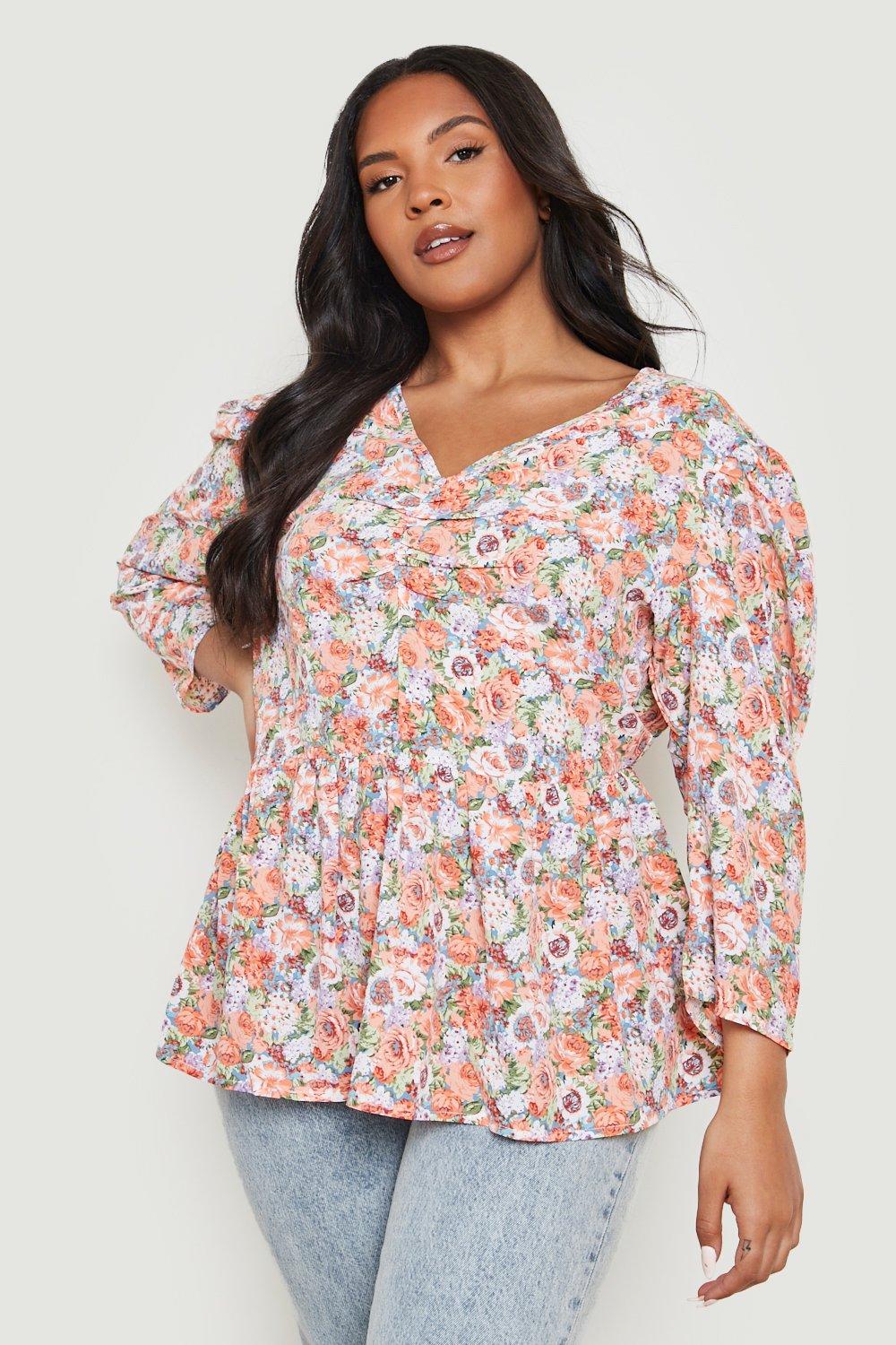 plus size floral blouse