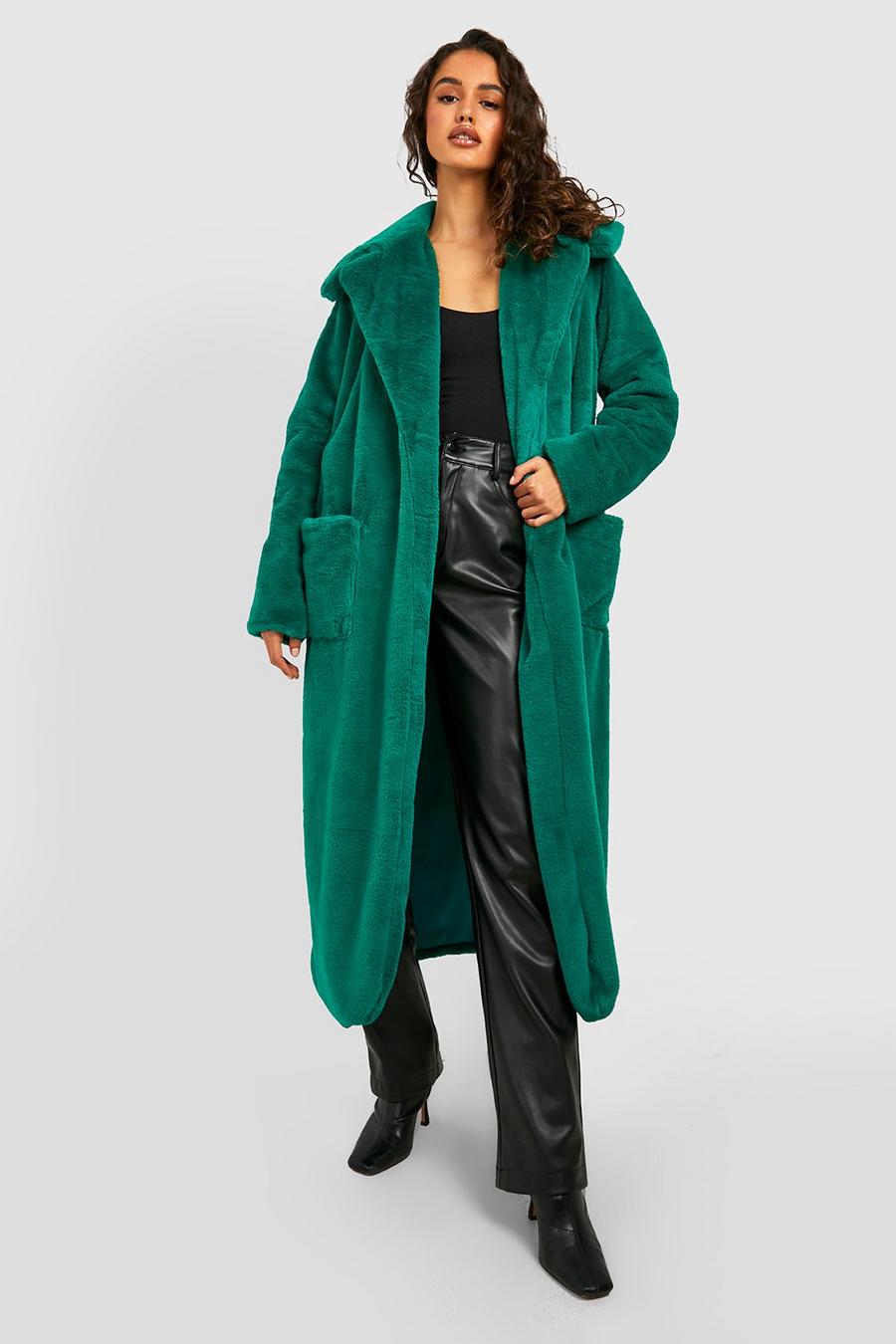 Women's Faux Fur Belted Oversized Coat | Boohoo UK