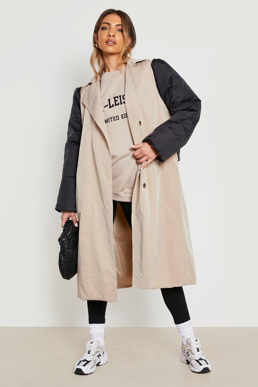 Stone Puffer Detail Trench Coat image number 1