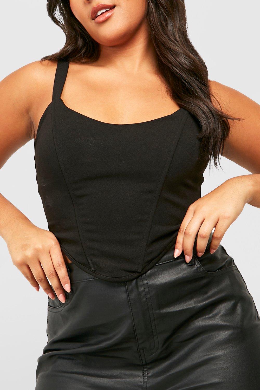 boohoo Plus Bandage Hook and Eye Corset Top - Black - Size 12