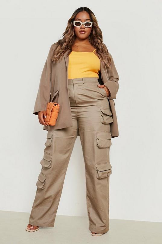 Plus Multi Pocket Straight Leg Cargo Pants | boohoo USA Plus Multi Pocket Straight Leg Cargo Pants | boohoo USA
