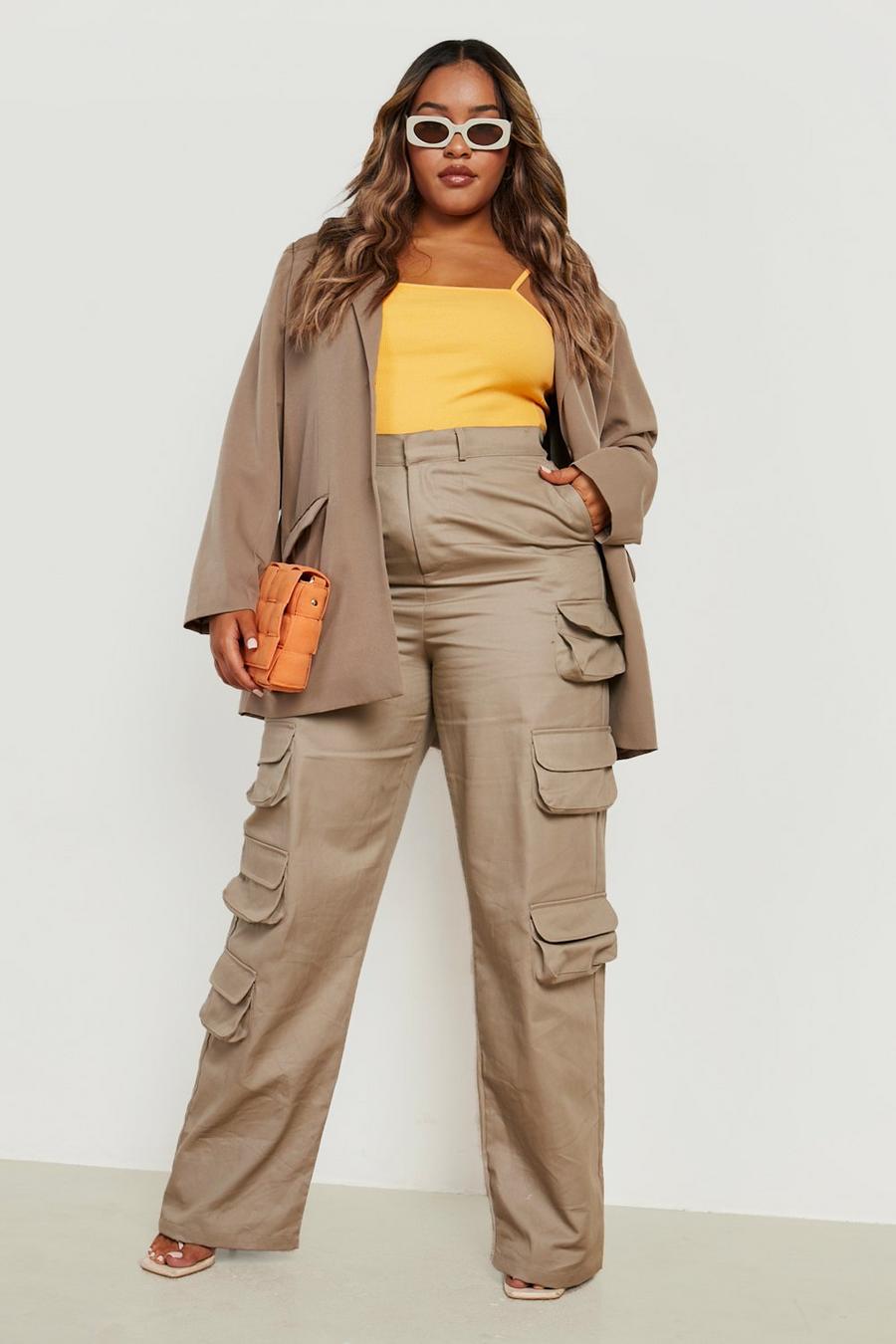 Boohoo Synthetic Tall Cuffed Hem Mid Rise Cargo Pants in Chocolate Womens Clothing Trousers Slacks and Chinos Cargo trousers Brown 