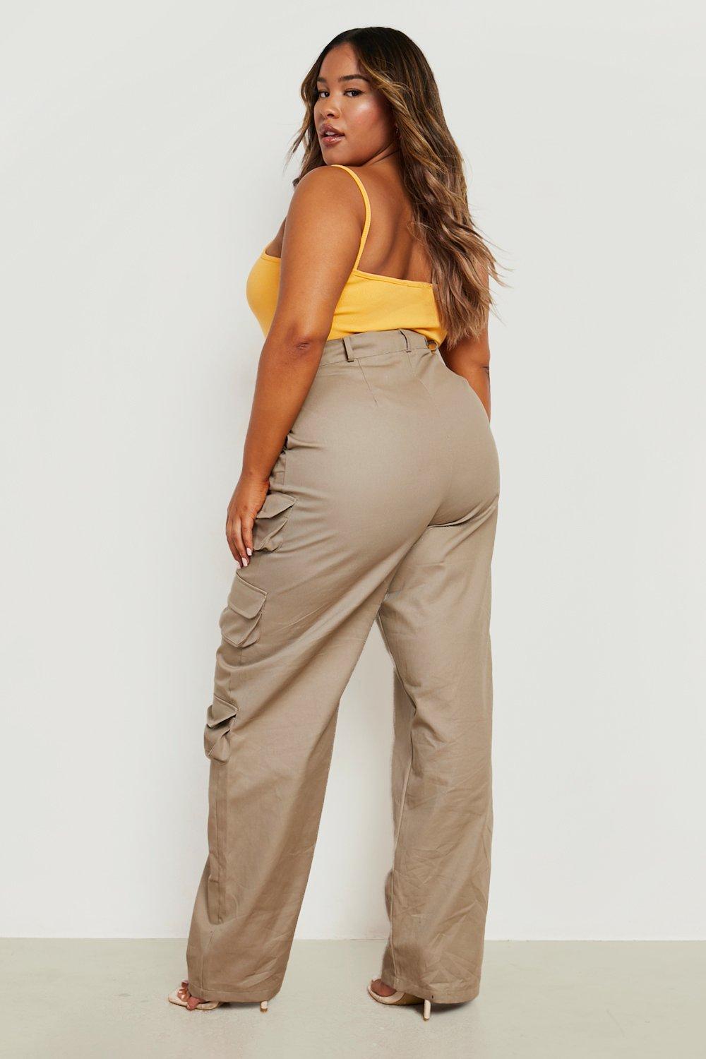 Grande taille Pantalon cargo droit poches multiples boohoo