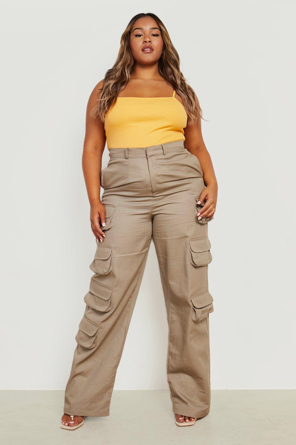 Pantaloni Cargo Plus Size dritti con tasche multiple