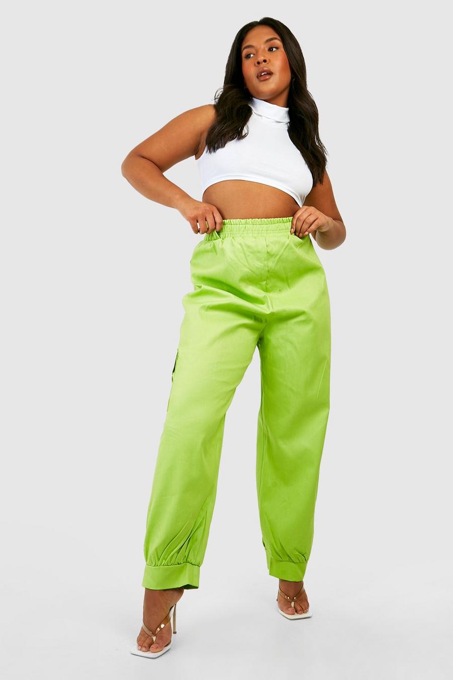 Lime green Plus Pocket Detail Balloon Cargo Pants