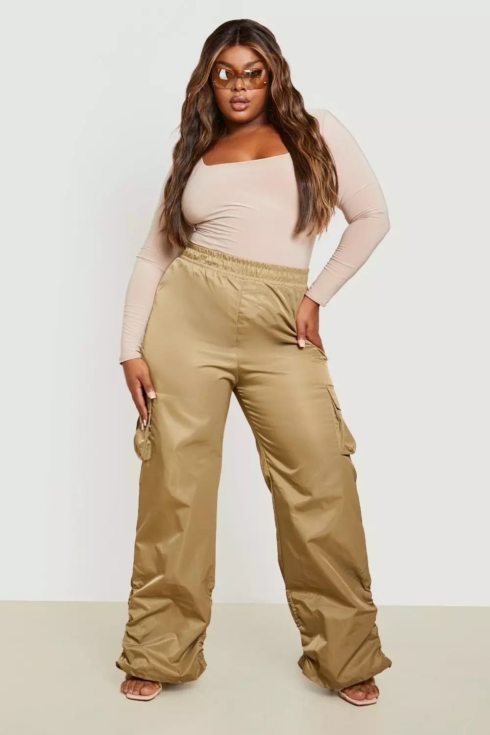 Plus size wide hot sale leg cargo pants