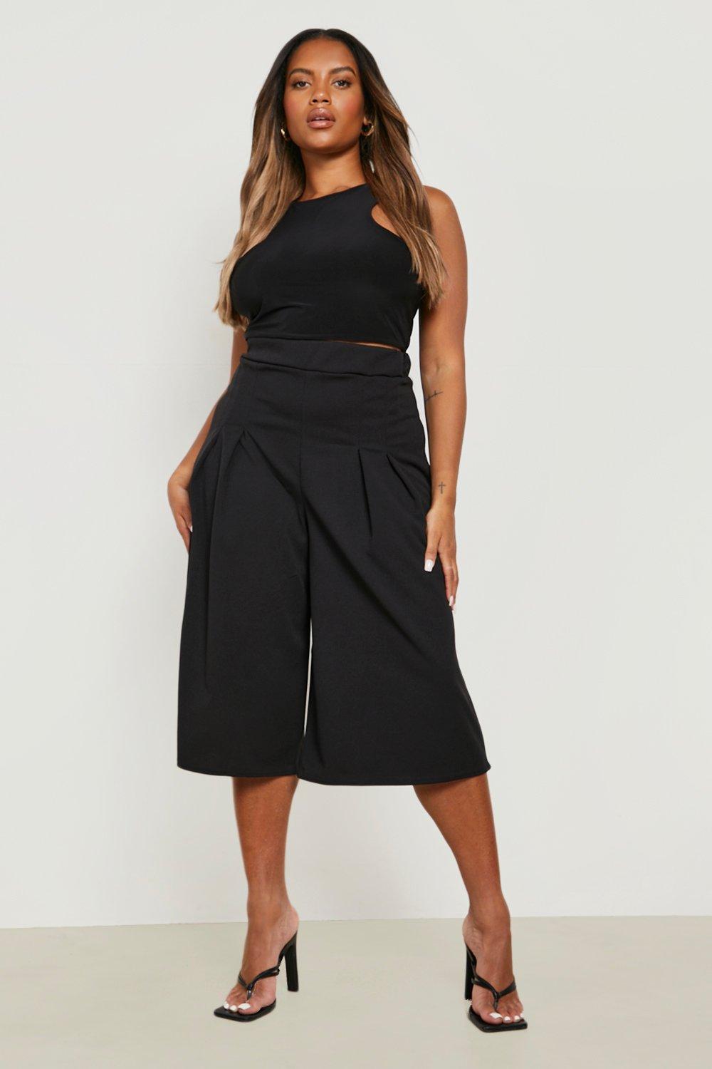 Pleat Front Wide Leg Tailored Culottes