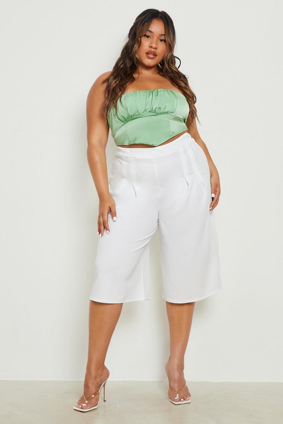 White Plus Wide Leg Culottes   image number 1