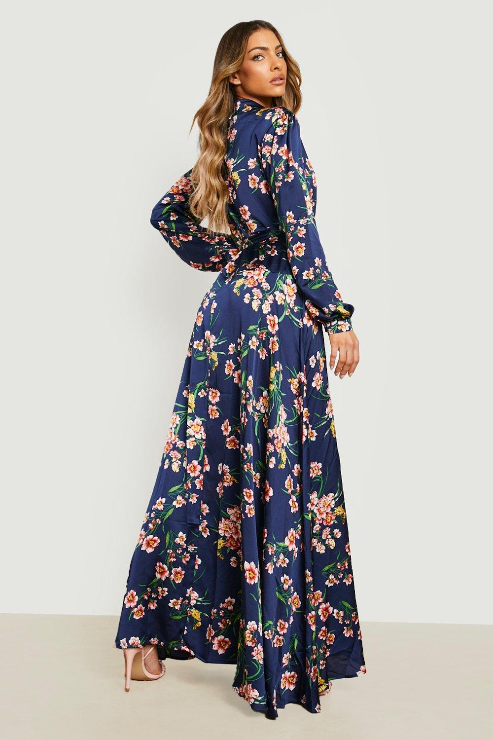 Boohoo navy outlet maxi dress