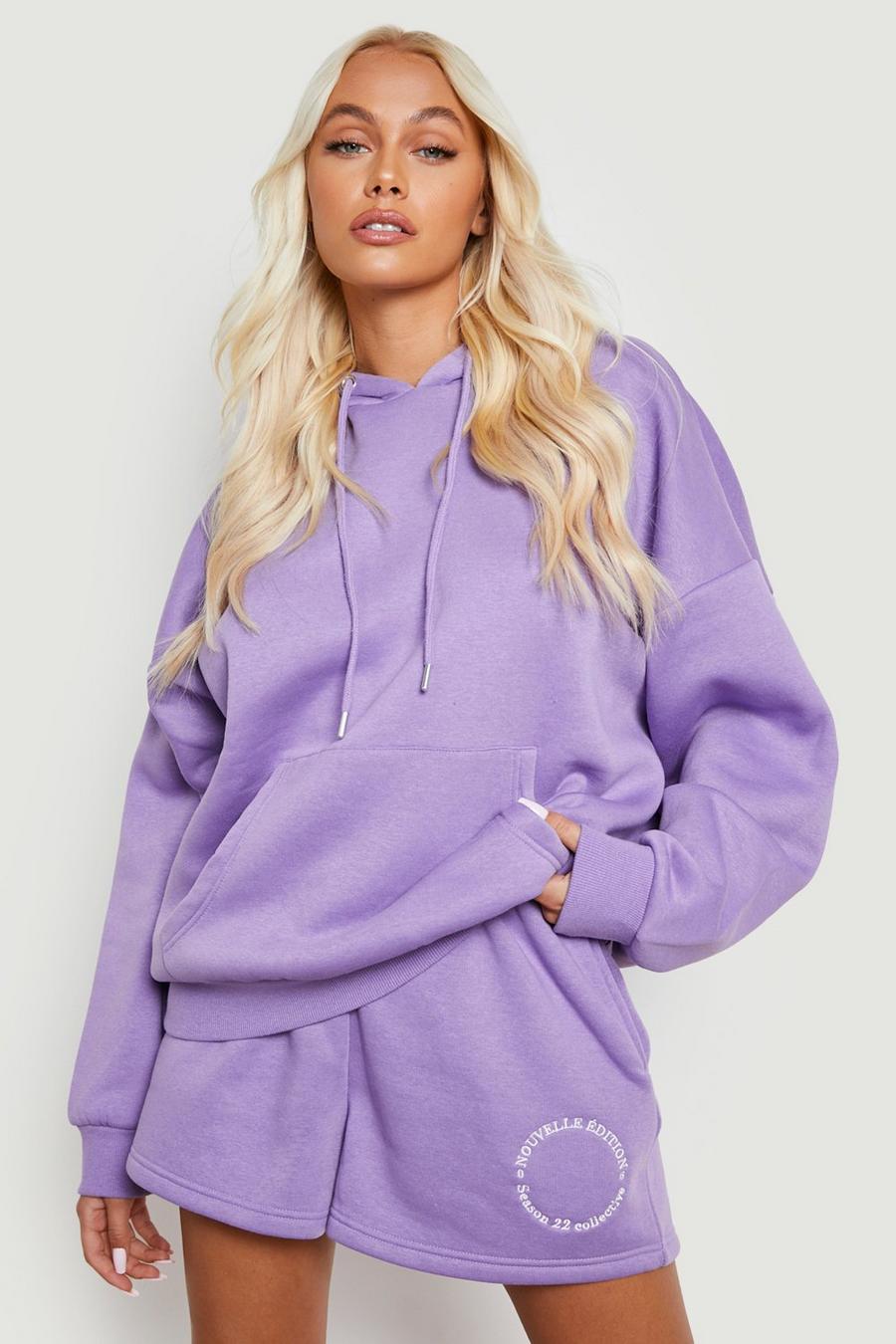 Purple Circle Back Embroidered Short Tracksuit 