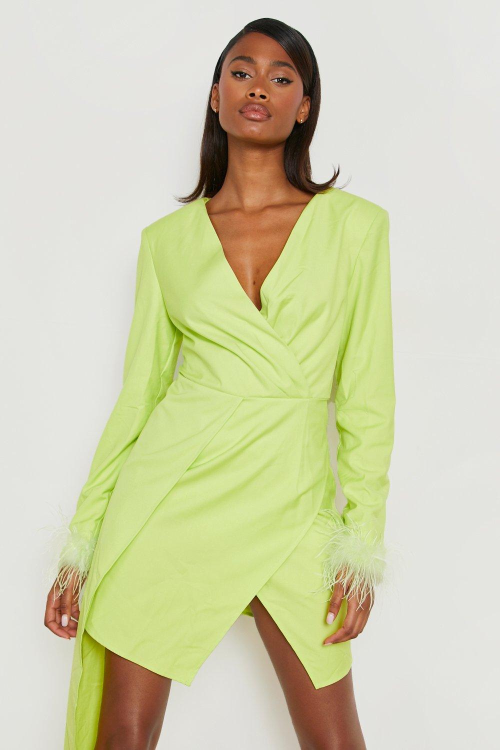 Lime green store wrap dress