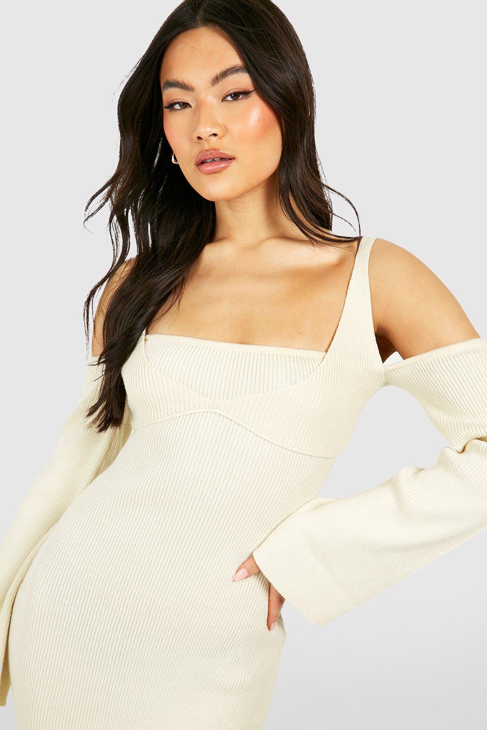 Premium Rib Knit Off Shoulder Dress Bralette