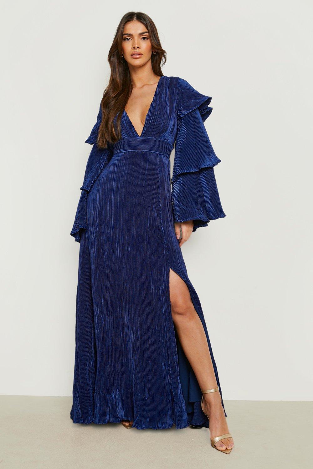 Boohoo navy 2025 maxi dress