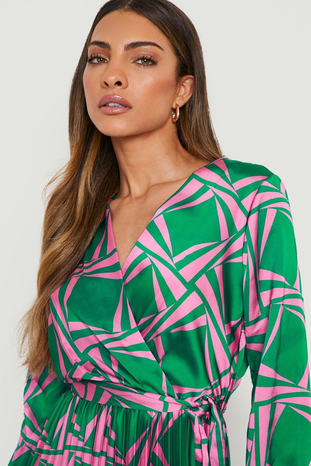 Pleated best sale wrap dress