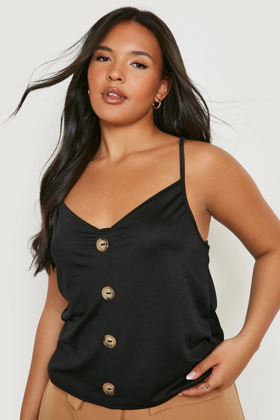 Black Plus Horn Button Cami Top image number 1