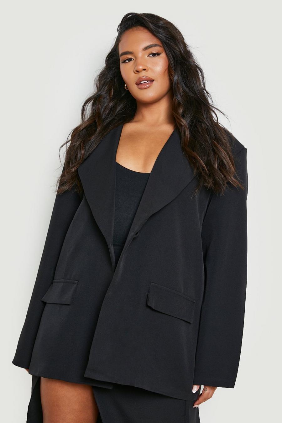 Black Plus Relaxed Fit Tailored Blazer image number 1
