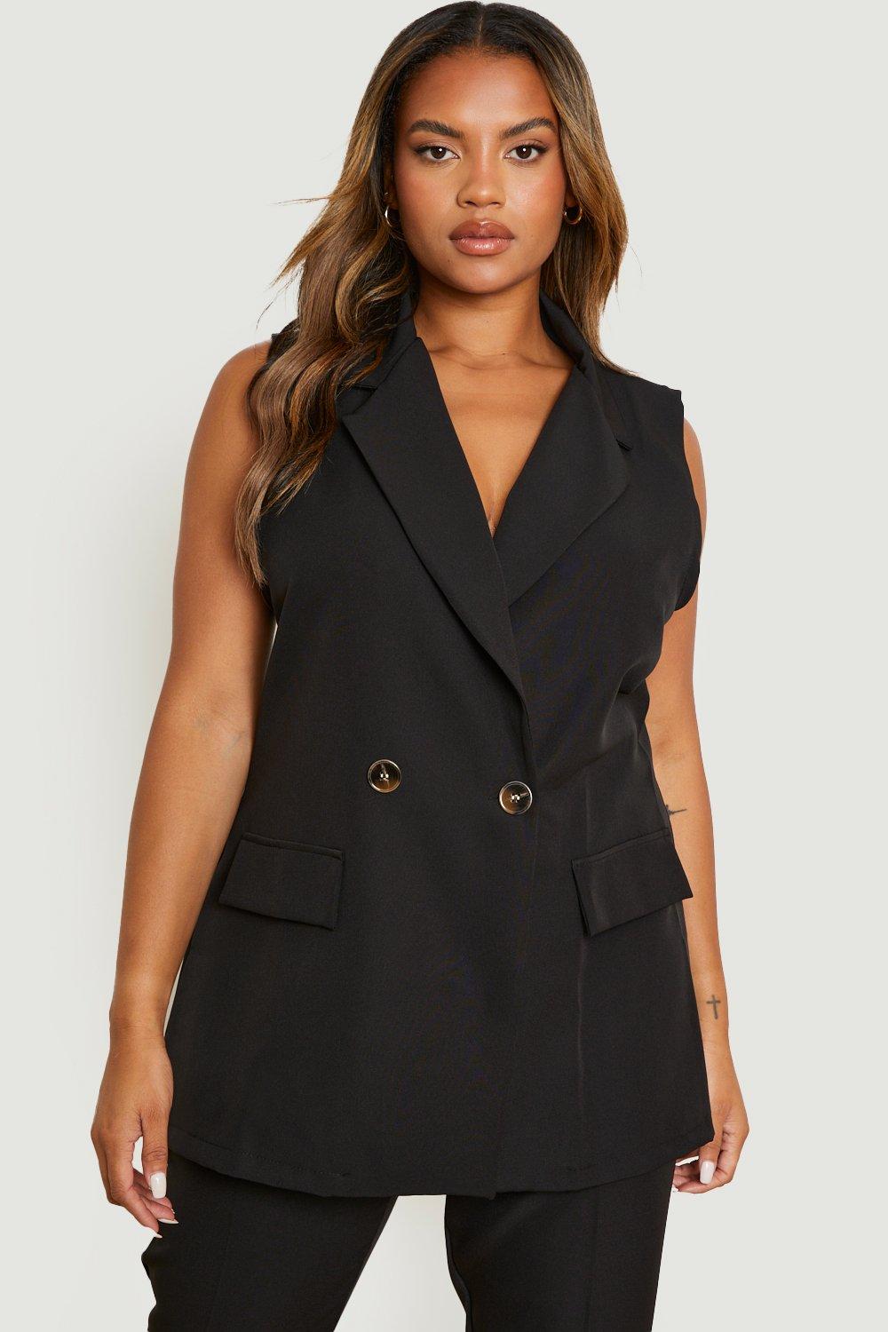 Plus Sleeveless Blazer boohoo